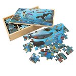 Puzzle 4 in 1 din lemn in cutie cu tematica – Animale marine, WD9003D RCO®, Rco