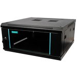 CABINET 19″ SPACER 4U 600x600mm, fixare pe perete, Flatpack (dezasamblat), Black, usa sticla cu blocare, panouri detasabile, otel 1.5mm, sarcina maxima 60Kg, SPACER