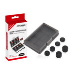 Set protectii butoane si carcasa carduri de memorie Dobe Storage Box pentru Nintendo Switch, Negru, Dobe