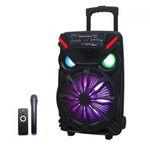 Boxa portabila tip troler Lige 1717, 250 W, USB, lumini LED, acumulator, telecomanda, microfon