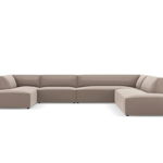 Coltar panoramic dreapta 7 locuri, Ruby, Micadoni Home, BL, 366x273x69 cm, piele ecologica, maro deschis, Micadoni Home