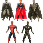 Set 5 Figurine Superman Force cu Led, Superman, Spiderman, Batman, 16 cm, Multicolore, OEM