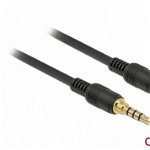 Cablu stereo jack 3.5mm 4 pini (pentru smartphone cu husa) Negru T-T 1m, Delock 85595, Delock
