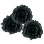 Cap trandafir gala textil negru 9cm 3 set SK72200-63, Galeria Creativ