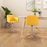 Set scaune de bucatarie pivotante vidaXL, 2 buc., galben, textil, 55 x 51 x (68-79) cm, 12.5 kg