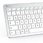 Set de tastatura si mouse iClever, aluminiu/ABS, argintiu/alb