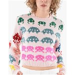 Stella McCartney Embroidered Game Wool Blend Crop Sweater Pink