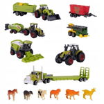 Set de joaca MalPlay Utilaje agricole precum tractoare, combine, camion cu semiremorca si alte accesorii, MalPlay