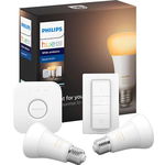 Kit 2 becuri LED PHILIPS Hue 8718699736088, A60, 9W (60W), E27, Bluetooth, Lumina alba + Consola + Intrerupator variabil