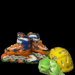 Set role Go Kart Colors pentru copii,marime M (34-36) ,roti silicon, casca protectie, genunchiere ,cotiere,portocaliu, Go Kart