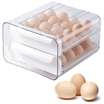 Suport organizator 32 oua pentru frigider Salestore.ro® cu 2 niveluri, cutie depozitare oua transparent 24x 21x 14