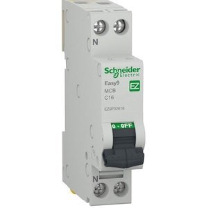 Siguranta automata, Schneider, protectie IP20, amperaj 16A, capacitate de rupere 4500 C, 81x18 mm, Schneider, Alb