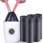 Set de 5 role cu saci pentru gunoi AeeYui, plastic, negru, 20 L, 40 X 50 cm