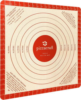 Covoras pentru framantarea aluatului Pizzacraft, silicon, bej/rosu, 50 x 50 cm