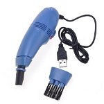 Mini aspirator USB pentru curatare tastatura, lanterna LED, Albastru, PRC