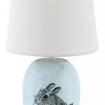 Lampa de birou Dorka, ceramica, textil, albastru, alb, 1 bec, dulie E14, 4603, Rabalux, Rabalux
