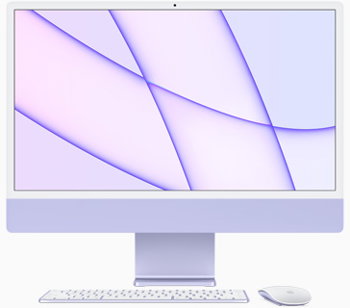 Sistem Desktop PC iMac 24" (2021) cu procesor Apple M1, 24", Retina 4.5K, 16GB, 1TB SSD, 8-core GPU, Purple, INT KB, Magic Keyboard + Mouse