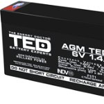 Acumulator AGM VRLA 6V 1,4A dimensiuni 97mm x 25mm x h 54mm F1 TED Battery Expert Holland TED002839 (40), TED Electronic