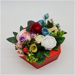 Aranjament Floral , cutie hexagon , rosu!, Magazin Traditional