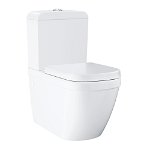 Set vas WC GROHE Euro Ceramic 3946200H, montaj pe pardoseala, evacuare dubla, cu capac, alb