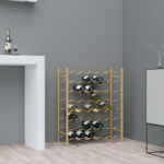 Suport sticle de vin vidaXL, 48 sticle, auriu, metal, 65 x 22 x 80 cm