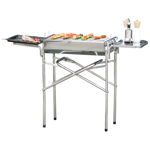 Barbecue cu Carbon BBQ Grill Outsunny cu Blat de Sprijin in Otel Inox | Aosom RO, Outsunny