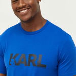 Karl Lagerfeld tricou din bumbac culoarea albastru marin, cu imprimeu, Karl Lagerfeld