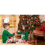 Pijama Craciun Copil cu Maneca Lunga din Bumbac Rosu Gingerbread 1-2 Ani (79-91cm), Haine de vis