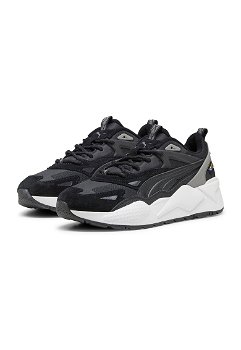 Puma, Pantofi sport cu garnituri de piele RS-C Efekt Cordura, Negru/Gri