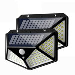Set 2 Lampi ULTRA 100 LED Solare cu senzor de miscare si lumina 3 moduri ILUMINARE , GAVE