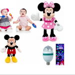 Pachet Mickey/Minnie Mouse + Bec disco multicolor, Magic Shop