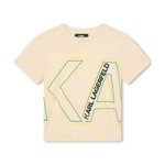 Karl Lagerfeld tricou de bumbac pentru copii culoarea bej, cu imprimeu, Karl Lagerfeld