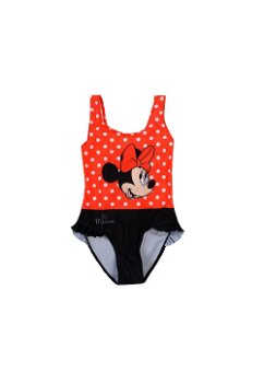 Costum de baie intreg, Minnie Mouse, rosu cu buline, Disney