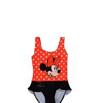 Costum de baie intreg, Minnie Mouse, rosu cu buline, Disney