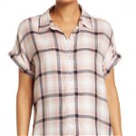 Imbracaminte Femei Nordstrom Rack Plaid Short Sleeve Tunic Shirt Pink Adobe Ivory Plaid