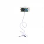 Suport flexibil cu rotatie 360 grade pentru telefon clips prindere pentru birou alb, krasscom