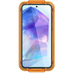 Folie de protectie Ecran Spigen GlastR Align Master pentru Samsung Galaxy A55 5G A556, Sticla Securizata, Full Glue, Set 2 bucati AGL07775, Spigen