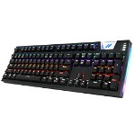Tastatura gaming PC Abko Hacker K660 Arc, Editie Premium, RGB Led, Impermeabila, Negru, 0