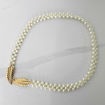 Curea elastica Pearly, catarama metalica decorativa si perle, Gold Leaf, FashionForYou