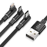 Cablu Baseus MVP Game 3 in 1 USB la MicroUSB, tip Lightning si Type-C, Negru