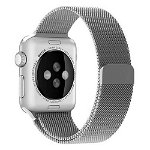 Curea metalica pentru Apple Watch Loomax, bratara compatibila cu Apple Watch, 38 / 40 mm, Silver, Loomax