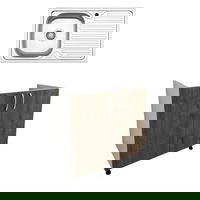 Set Masca Chiuveta Karo, Stejar Bronz/Alb, 80 x 50 x 80 cm, Chiuveta Inox, Cuva stanga, haaus