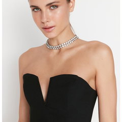 Trendyol, Corset crop cu decupaj in V, Negru