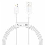 Cablu alimentare si date Baseus, Superior, Fast Charging, USB la Lightning 2.4A 1m, Alb