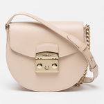 Furla, Geanta crossbody din piele cu bareta din lant 1927, Alb