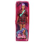 Papusa Barbie Fashionistas - cu parul mov si rochita cu stelute