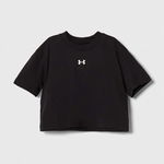 Under Armour tricou copii UA CROP SPORTSTYLE LOGO SS culoarea negru, Under Armour