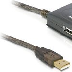 Cablu prelungitor activ USB 2.0 (A T-M) 10 m, cu Hub 4 porturi, Delock 82748, Delock
