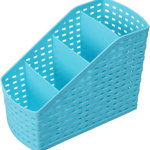 Cutie de depozitare cu 4 compartimente Sourcing map, plastic, albastru, 15 x 7.8 x 12.5 cm