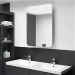 vidaXL Dulap de baie oglindă și LED, alb strălucitor, 60x11x80 cm, vidaXL